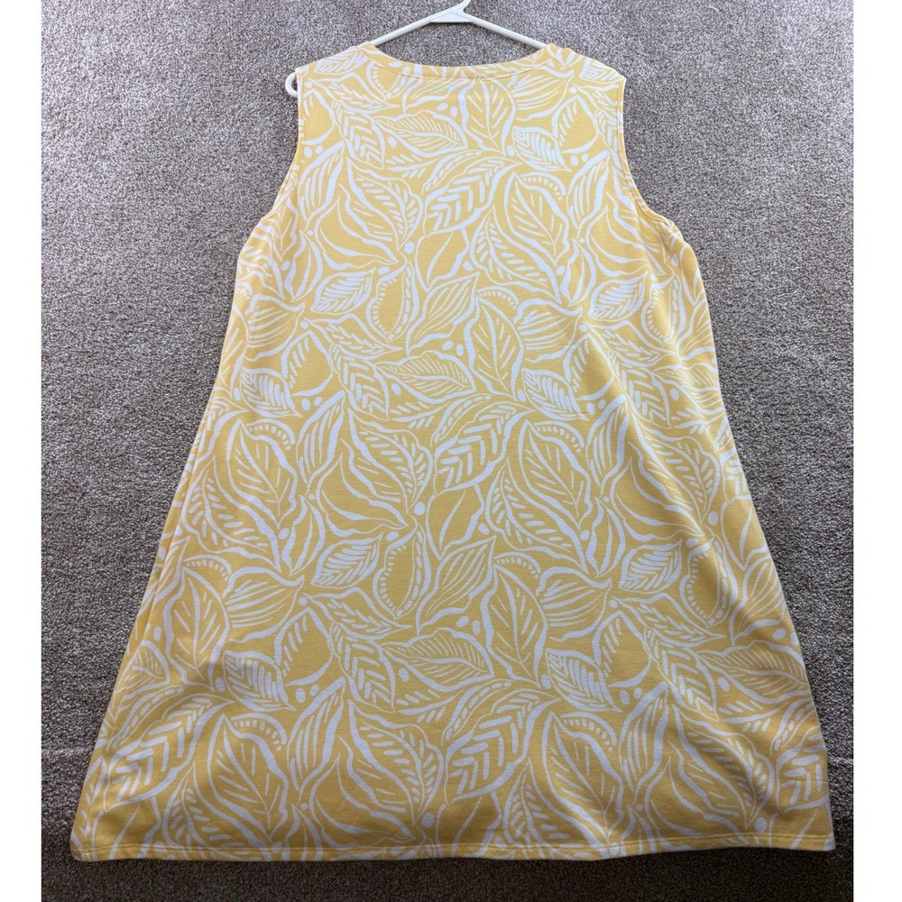 Apt. 9 Womens XL Yellow White Tropical Leaf Print Sleeveless Shift Sun Dress - Picture 3 of 11